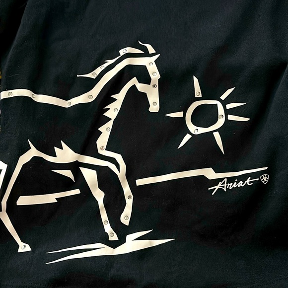 ARIAT horse gem long sleeved blouse shirt bedazzled rhinestone detail cowgirl 2X - Picture 7 of 14